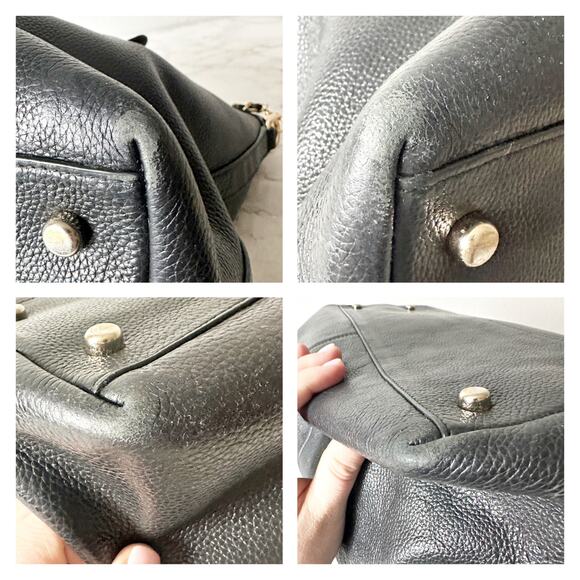 4. Coach Tyler Black Pebble Leather Shoulder Zip Top Tote Bag Goldtone hardware - Picture 15 of 15